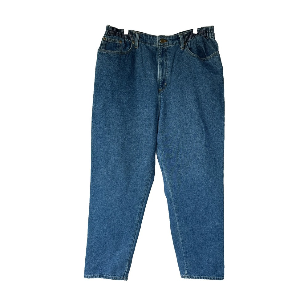 VTG 90s LL Bean Flannel Lined Relaxed Fit Mom Jeans Womens Blue Denim Size 18
